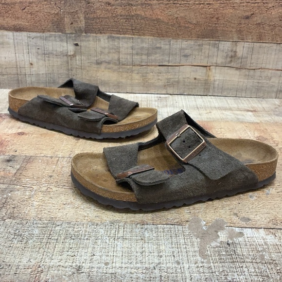 Birkenstock Shoes - Birkenstock Arizona Sandals Womens Size 7 38 Brown Suede Slide Comfort Shoes